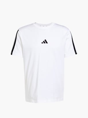 adidas Essentials 3-Streifen Single Jersey T-Shirt Weiß
