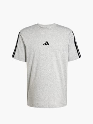 adidas Essentials 3-Streifen Single Jersey T-Shirt Grau