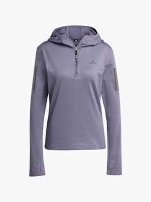 adidas Own The Run Winterized Hoodie mit halbem Reißverschluss Lila