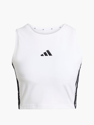 adidas ESSENTIALS 3-STREIFEN GEPOLSTERTES TANKTOP Weiß