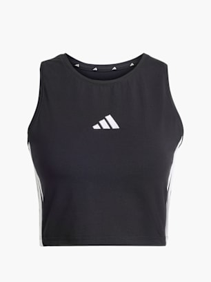 adidas ESSENTIALS 3-STREIFEN GEPOLSTERTES TANKTOP Schwarz