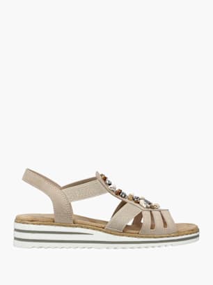 Rieker Damen Keilsandaletten Beige