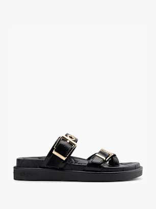 Buffalo Flache Pantolette Schwarz