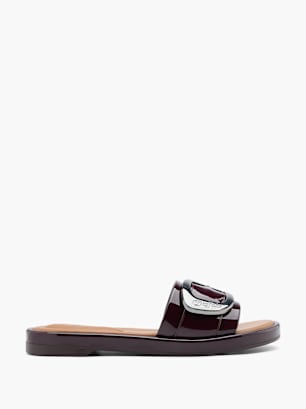 Buffalo Flache Pantolette Bordeaux