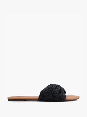 PIECES Flache Pantolette Schwarz