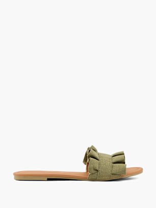 PIECES Flache Pantolette Olive