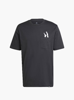 adidas Lounge Slides Graphic Pocket T-Shirt Schwarz
