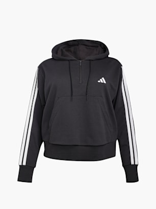 adidas Essentials 3-Streifen French Terry Quarter-Zip Hoodie – Große Größen Schwarz
