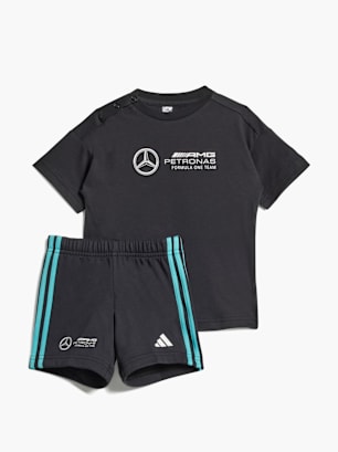 adidas MERCEDES - AMG PETRONAS FORMULA ONE TEAM DNA KIDS T-SHIRT UND SHORTS SET Schwarz