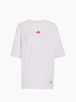 adidas MINI EMBROIDERY OVERSIZED GRAPHIC T-SHIRT Weiß
