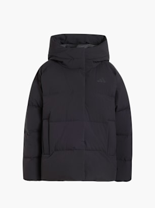 adidas HELIONIC PUFFER DAUNENJACKE, KAPUZE Schwarz