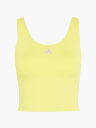 adidas 3-Streifen Studio All Me Tanktop, leicht stützend Gelb