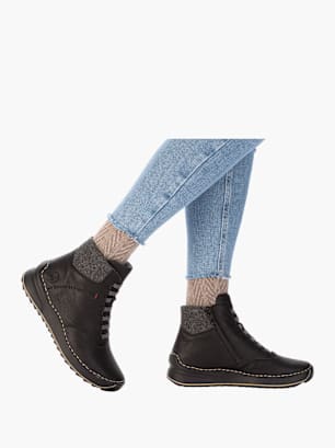 Rieker Damen Schnürstiefel Schwarz
