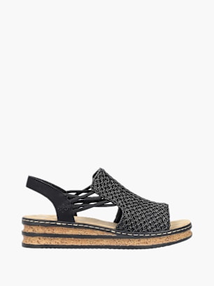 Rieker Damen Keilsandaletten Schwarz
