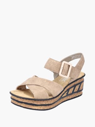 Rieker Damen Keilsandaletten Beige