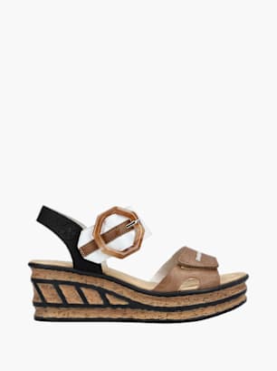 Rieker Damen Keilsandaletten Beige