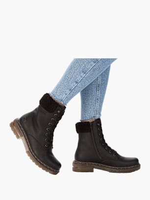 Rieker Damen Schnürstiefel Schwarz