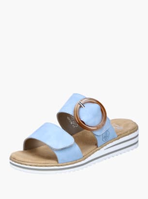 Rieker Damen Pantoletten Blau
