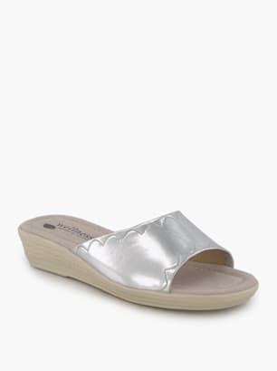 Wellness Flache Pantolette Silber