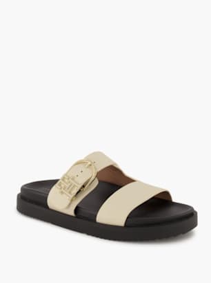 Tommy Hilfiger Flache Pantolette Creme