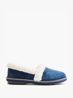 Pantofole Invernali Donna Emanuela Modello 847: Calde Ciabatte In Panno Con Chiusura A Strappo, Suola In Gomma, Blu 35