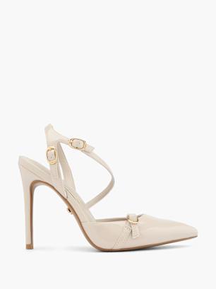 Escarpins Buffalo London T 39 Beige - Talon Aiguille Très Haut, Bout Pointu, Lacé - Occasion