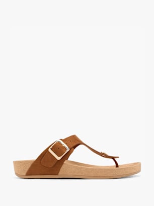 Graceland Sandal med tå-split Brun