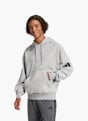 adidas Essentials Loose-Fit 3-Streifen Logo French Terry Hoodie Grau 142492 2